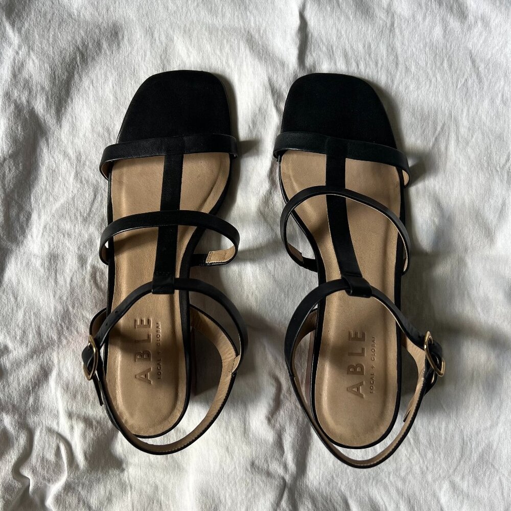 Able Black Strappy Sandals